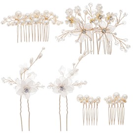 LALAFINA 24pcs Hair Combs for Brides Elegant Wedding Hair Accessories for Women Chic Decorative Stunning Floral Design for Special Occasions and Parties