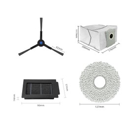 aoteng T50 Max Pro Omni Replacement Parts for ECOVACS DEEBOT T50 Max Pro Omni Robot Vacuum Cleaner 25 Packs 2 Main Brushes, 4 Filters, 6 Side Brushes, 6 Mop Cloths, 6 Bags, 1 Bumper Stripe