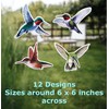 Iconikal 24-Count Large 6-inch Static Cling Window Decorations, Hummingbirds Flying