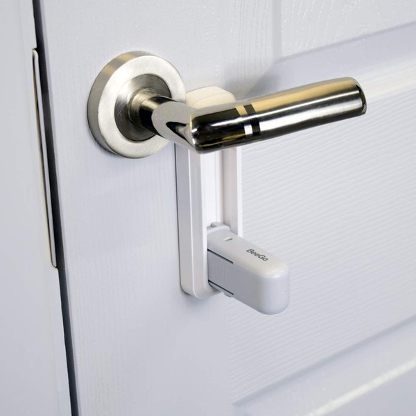 BeeGo® Baby Door Safety Set |Door Stoppers| Door Wedges |Door Lever Locks |Child for The Home |8 x Piece Children Proof Set (Door Lever Lock)