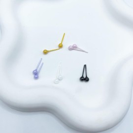 QINGANRAN 5 Pairs Ceramic Ball Stud Earrings for Sensitive Ears White Black Pink Purple Yellow Tiny Stud Earrings Set Newly Pierced Women, 4MM, Ceramic, No Gemstone