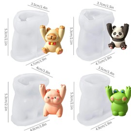 Cat Panda Pig Frog Resin Molds for Message Sticky Note Holder, Animal Raise Hand Silicone Mold for Resin Handcraft, Pets Mold for Home Decoration Office Car Ornament DIY Gift
