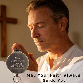 Engraved Compass Christian Gifts for Men Boys Catholic Baptism Confirmation