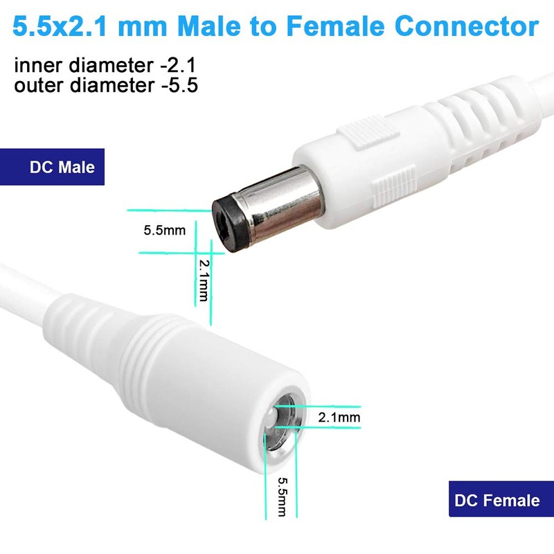 SIOCEN 2-Pack 10FT DC Power Extension Cable,5.5mm x 2.1mm Extension