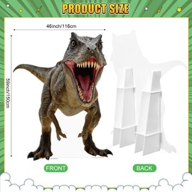 Life Size Dinosaur Cardboard Cutout Standee 43x59 in, Dino Kt Foam Board Dinosaur Photo Booth Prop, 2 Support Brackets and 2 Double-sided Tape, Easy Assembly for Dino Party Birthday Event Decor