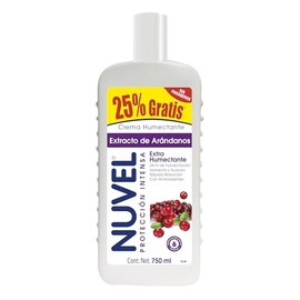 Nuvel Crema Corporal Extra Humectante 750 ml  Con Aceite de Arándanos  Hidratante para Rostro y Cuerpo                                                