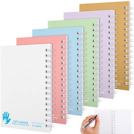 Resurhang 6 Pack Left Handed Notebook 100 Sheets/200pages Multiple Colors Spiral Notebook, 3.5 x 5.5 Inches Inspirational Left Handed Journal Spiral for Office, Supplies Gifts