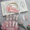 24Pcs French Tip Press on Nails Medium Flower Fake Nails
