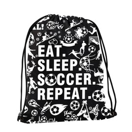 JYTAPP Soccer Gifts Bag Eat Sleep Soccer Repeat Drawstring Bag Soccer Fan Gifts Football Soccer Lover Drawstring Backpack