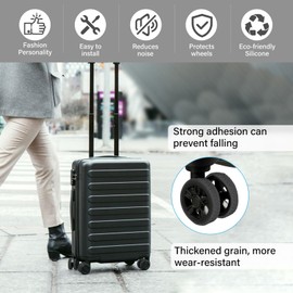 8pcs Luggage Suitcase Wheels Cover Suitcase Covers Luggage Wheel Cover Hand Luggage Wheel Cover Suitcase Wheels Protective Cover for Suitcase Waterproof Protective Cover, black, Unit size, suitcase