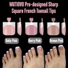 MUTIOVO French Tip Toe Nail Tips Press on, Sharp Square