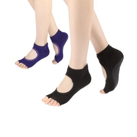 Panda Bros 2PCS Yoga Socks for Women, Toeless Non Slip Skid Grip Sock - Sports, Barre, Ballet, Dance