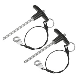M METERXITY 2-Pack T Handle Lock Pins, 3/16"(5mm) Dia. 2-3/4"(70mm) Usage Length Push-Button Quick Release Locking Pins W Lanyard Cable for Speaker/Aviation/Gym/Machine [304 Stainless Steel]