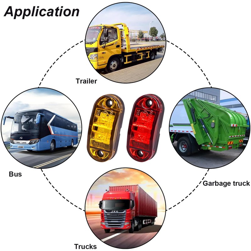 Tnisesm 6Pcs Amber+Red 2.5 Inch Waterproof Trailer Marker Lights, 2