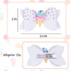 Ice Cream Hair Bow Clips, 3.4 Inch Sparkly Confetti Sprinkle