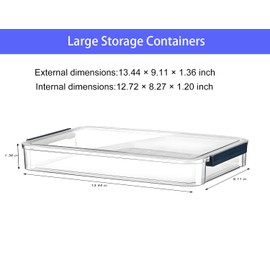 RHONZHAO 2 Pcs Plastic Portable Project Case, Clear Stackable Storage Boxes Organizer for A4 Files, Scrapbooks, Art Supplies (‎Blue Latch, Small)