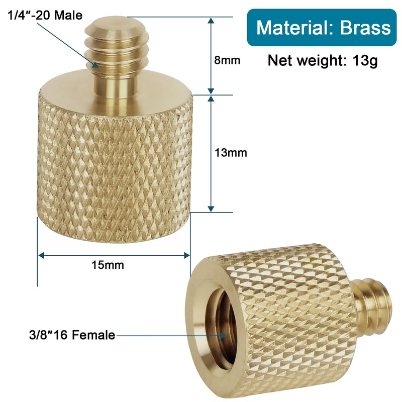 Standard 3/8"-16 Female to 1/4"-20 Male Tripod Thread Reducer Screw