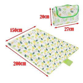 JYJLLM Picnic Blanket Waterproof,picnic blanket waterproof 150x200CM, Foldable Washable Beach Mat Picnic Mat with Carrying Handle, Outdoor Beach Blanket for Camping Park Hiking (Green leaves)