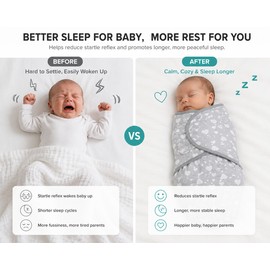 Soft Cotton Baby Swaddles for Newborns 0-3 Months, Adjustable Grey