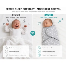 Soft Cotton Baby Swaddles for Newborns 0-3 Months, Adjustable Grey