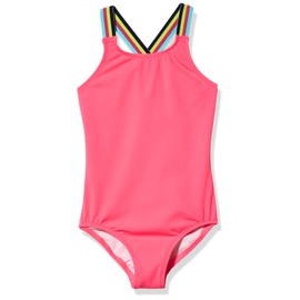 Kanu Surf Girls UPF 50+ Beach Sport Athletic One Piece Swimsuit, Maggie Hot Pink, 4T