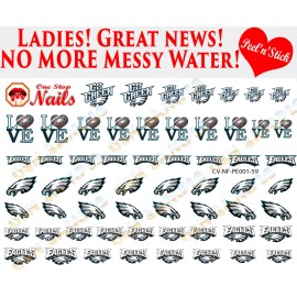 One Stop Nails Philadelphia Eagles Clear Vinyl PEEL and STICK (NOT Waterslide) nail decals