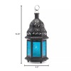 Accent Plus Candle Lantern Blue Glass Windows Black Moroccan Iron