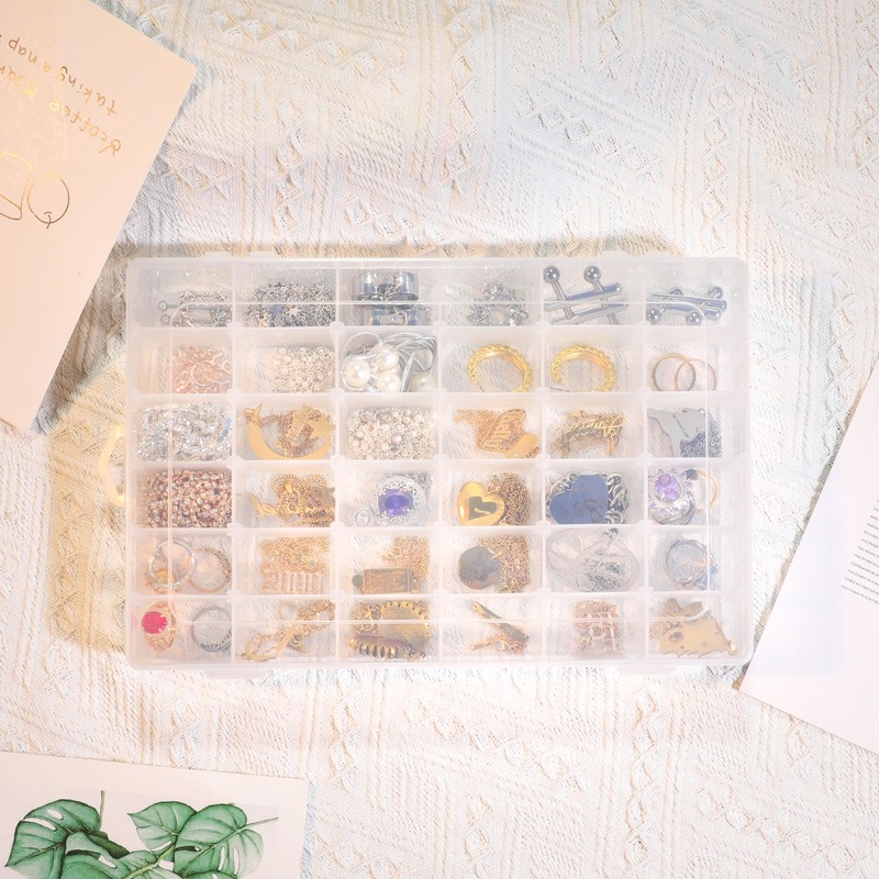 UKKQES 36 Grids Clear Stackable Plastic Organizer Storage Box Container