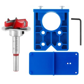 35mm Concealed Hinge Jig Kit, Bestgle Woodworking Tool Drill Bits Hinge Drilling Hole Router Jig for Cabinet Cupboard Door Installation, Hinge Hole Drill Guide Set with 35mm Forstner Bit