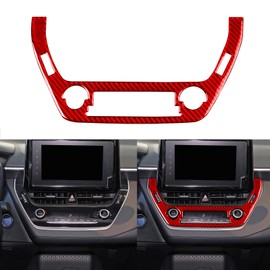GDFJGD Real Quality Red Carbon Fiber Fit for Toyota Corolla & Cross 2020-2026 2021 2022 2023 2024 2025 L LE XLE SE XSE FX Accessories Car A/C Control Knob Frame Cover Interior Trim Sticker B