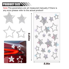4 Sheets Crystal Rhinestone Star Sticker Decals, Self Adhesive Glitter Bling Star Sticker Window Clings, Car Body Decal Kit for Christmas Decal Holiday Decor Car Accessories