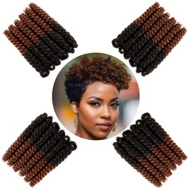 QUEENTAS 6 Packs 20 Inches 8mm Short Crochet Hair for Women Crochet Synthetic Hair Extensions for Women Afro Passion Twist Crochet Hair Jerry (Black to Brown #1B/30)