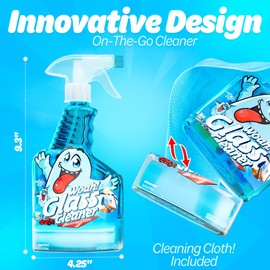 PeerBasics Gunk Getter - Spray Bottle With Microfiber Cap - Glass Cleaner 16oz (2 Pack)