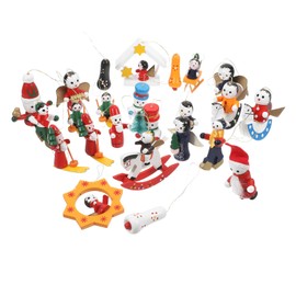 BESPORTBLE Wooden Christmas Tree Decorations, 24Pcs Handmade Miniature Christmas Tree Decorations Wooden Hanging Pendant for Xmas Tree Windows Xmas Winter Holiday Party Decoration