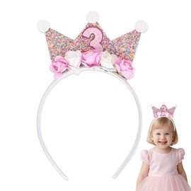 3rd Birthday Girl Crown Headband - 3 Years Old Girl Pink Tiara Gift - Its My Birthday Headband - Happy Princess Party Glitter Decorations Tiaras Gifts