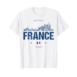 France Souvenir Travel T-Shirt, Small, White