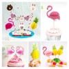 CYIOU 50 Pcs 3D Flamingo Pineapple Cocktail Stick Decorations Wooden