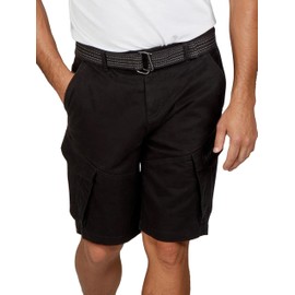 DENIMFY Cargo Shorts Men's Stretch with Belt Regular Fit DFPhil Shorts Cargo Shorts Summer Black Green Beige S M L XL XXL 3XL 4XL 5XL, black, L