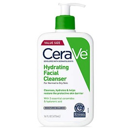 CeraVe Limpiador facial hidratante, lavado facial hidratante para piel seca, ácido hialurónico + ceramidas + glicerina, limpiador hidratante para piel normal a seca, certificado por la Asociación