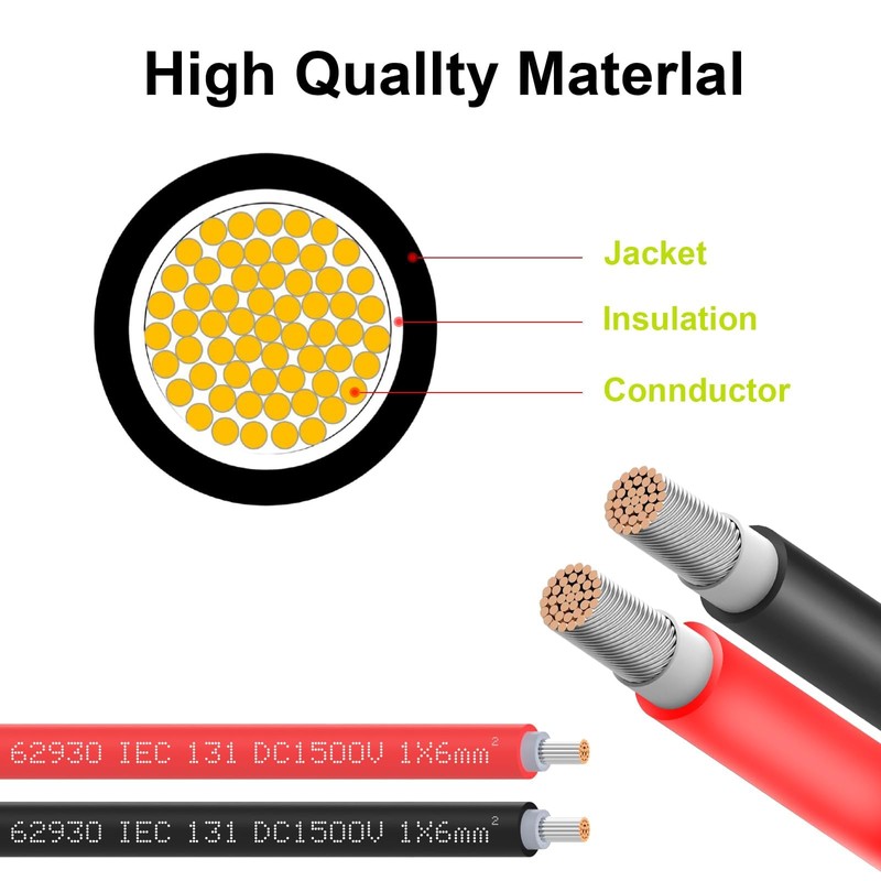 JXMXRPV Solar Extension Cable 10Ft 10AWG, Solar Wire with Tool-Free