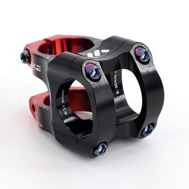 BESNIN Bike Stem 0 Degree 31.8mm for Handlebar 35mm Short Bike Stem Two Tone Stem Colorful Bike Stem (black red)