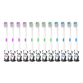 12 Pieces Kids Cartoon Panda Toothbrush Soft Bristles with Sunction Cup Individually Wrapped for Boys and Girls Toddler 3-12 Years