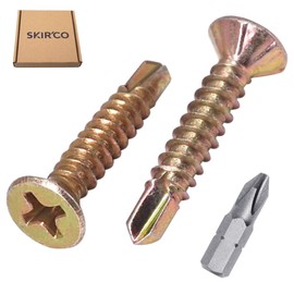 SKIR'CO (Pack of 100) DIN 7504 P Galvanised Yellow 3.9 x 22 mm Self Drilling Screws for Metal Countersunk Head Tapping Screw (100, 3.9 x 22 mm)