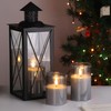 Eywamage Smoke Grey Glass Flameless Candles with Remote, Ribbed LED