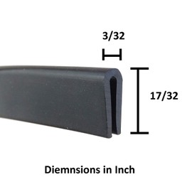 M M SEALS Edge Trim Rubber, Fits Edge up to 1/16 inch (1.6mm), Length 5 Feet (1.55 Meter)