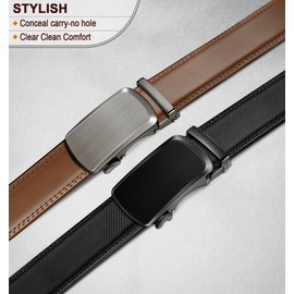 BULLIANT Men Belts 2 Pack,Ratchet Sliding Belt Adjustable For Gift Mens Dress Casual 1 3/8",Cut for Fit(Black/Tawny,36"-42"Waist Adjustable)