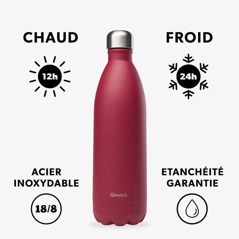 QWETCH Qwetch - Raspberry 1L Thermos Flask - Stainless Steel