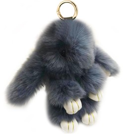 MBZRQKZS Bunny Keychain Soft Fluffy Rabbit Keychain 7in Handmade Cute Colorful Rabbit Fur Pom Pom Key Rings for Women,Type 8