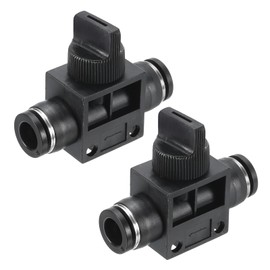 PATIKIL 8mm Pneumatic Ball Valve, 2 Pack 8mm OD Push to Connect Tube Fittings Ball Valve Union Straight Air Flow Control Valve for Air Hydraulic, Black Silver