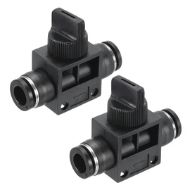 PATIKIL 8mm Pneumatic Ball Valve, 2 Pack 8mm OD Push to Connect Tube Fittings Ball Valve Union Straight Air Flow Control Valve for Air Hydraulic, Black Silver